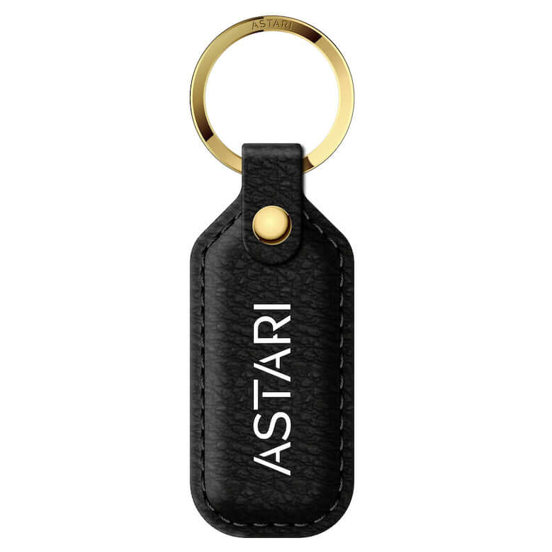 Black Astari Achilles payment keychain wearable made of vegan apple skin leather for contactless payments, Gold