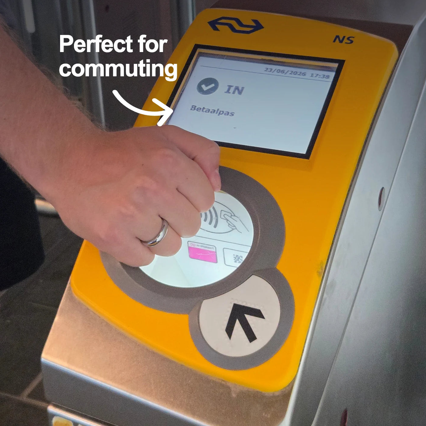 Silver Atlantis payment ring used to tap in on public transport