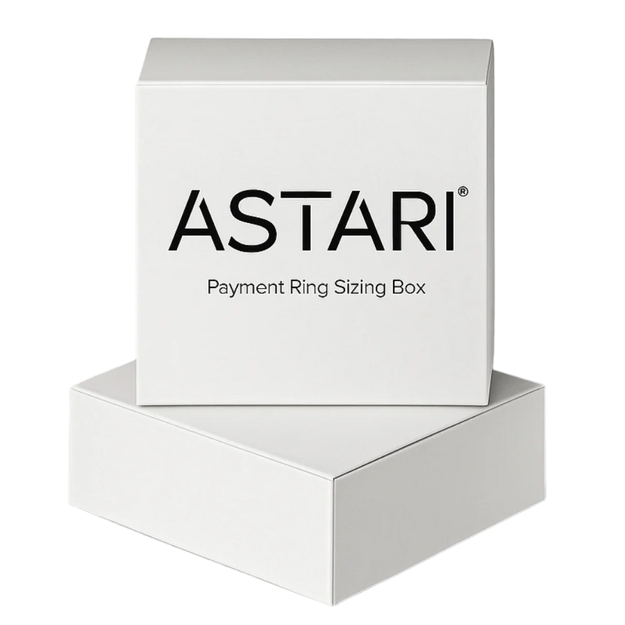 Luxury gift box for Astari contactless payment rings. Premium packaging designed to present and protect your NFC payment ring, perfect for gifting.