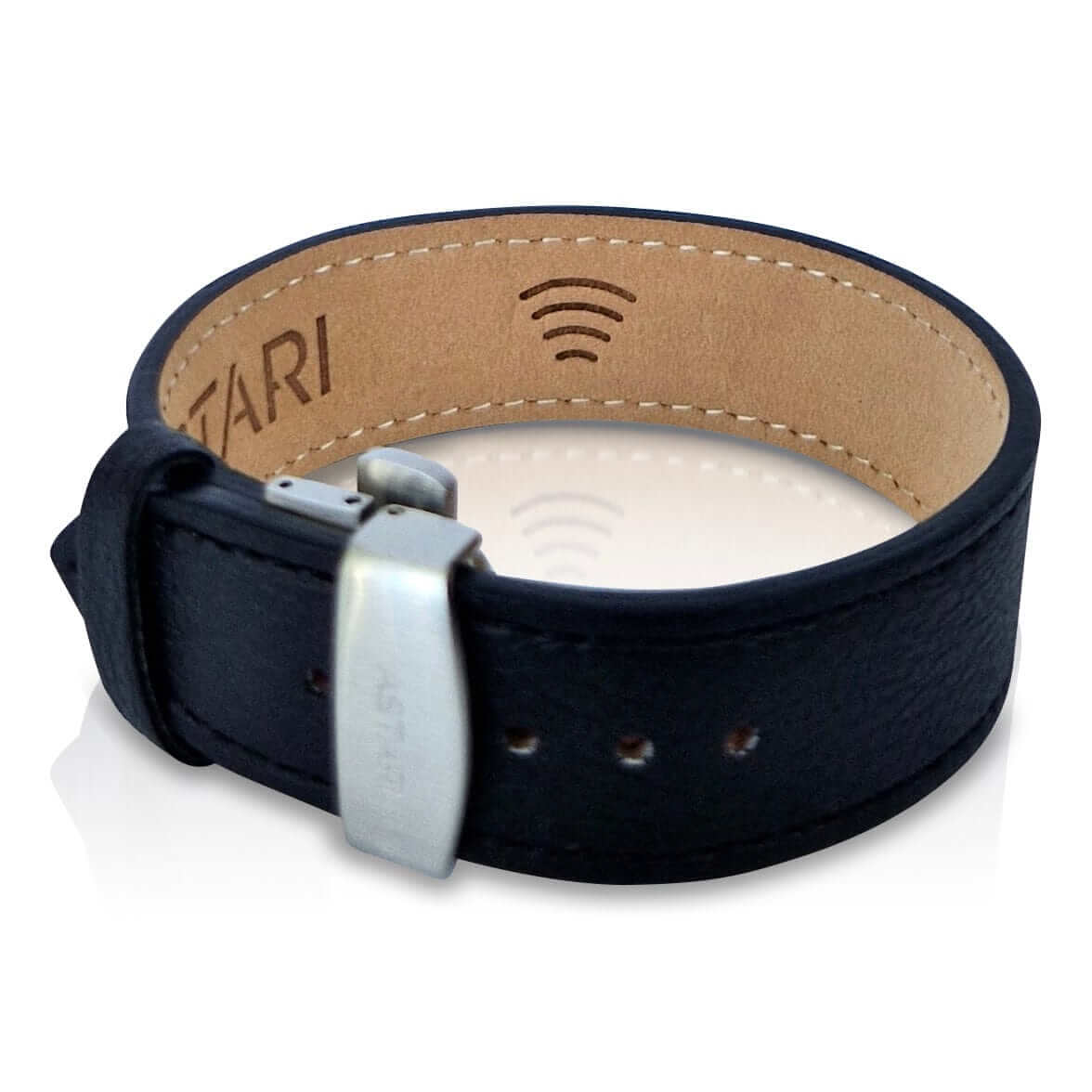 Bracciale di pagamento contactless Astari x Bybit realizzato in pelle Apple sostenibile, regolabile con chiusura a farfalla.