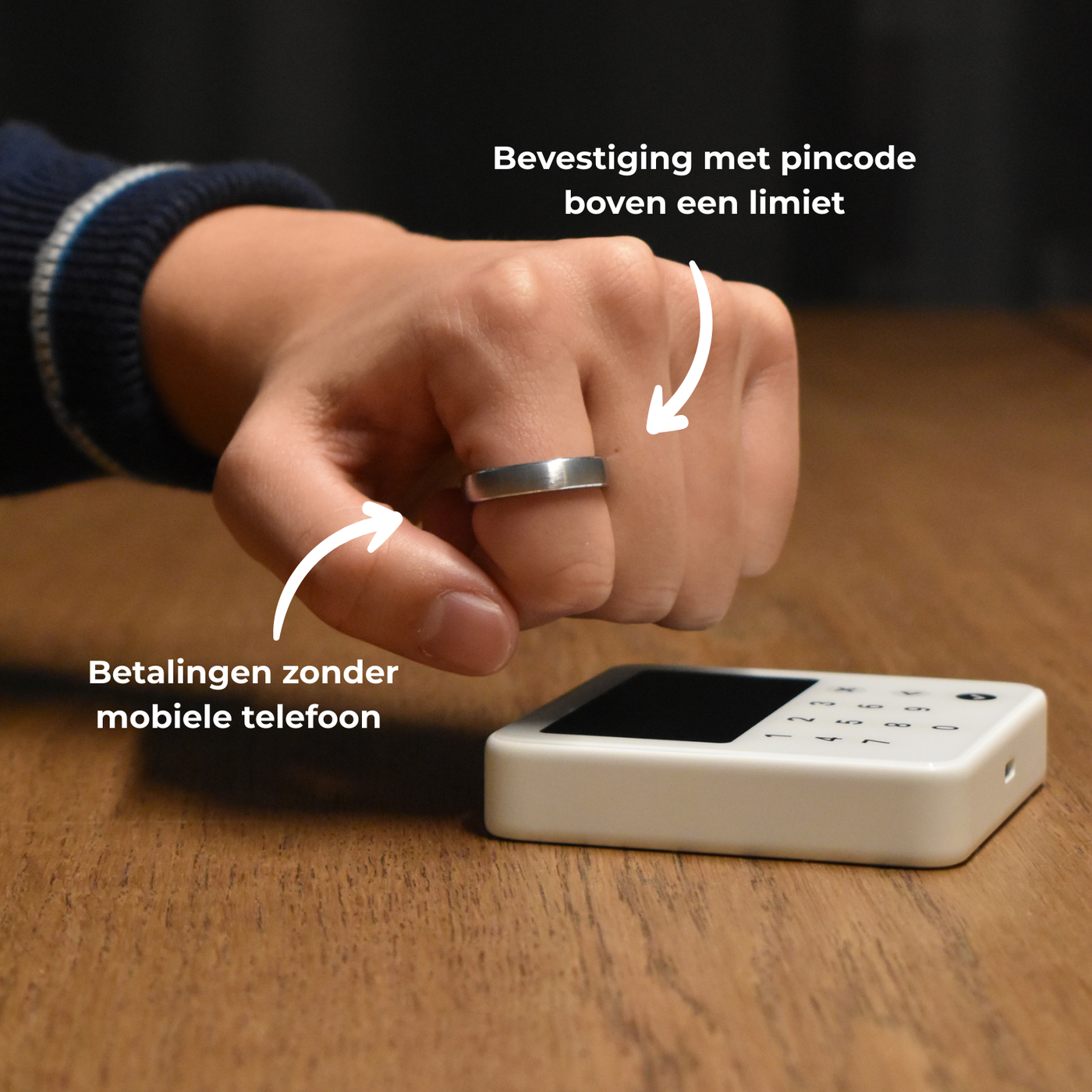 Zilveren keramische betaalring | Atlantis