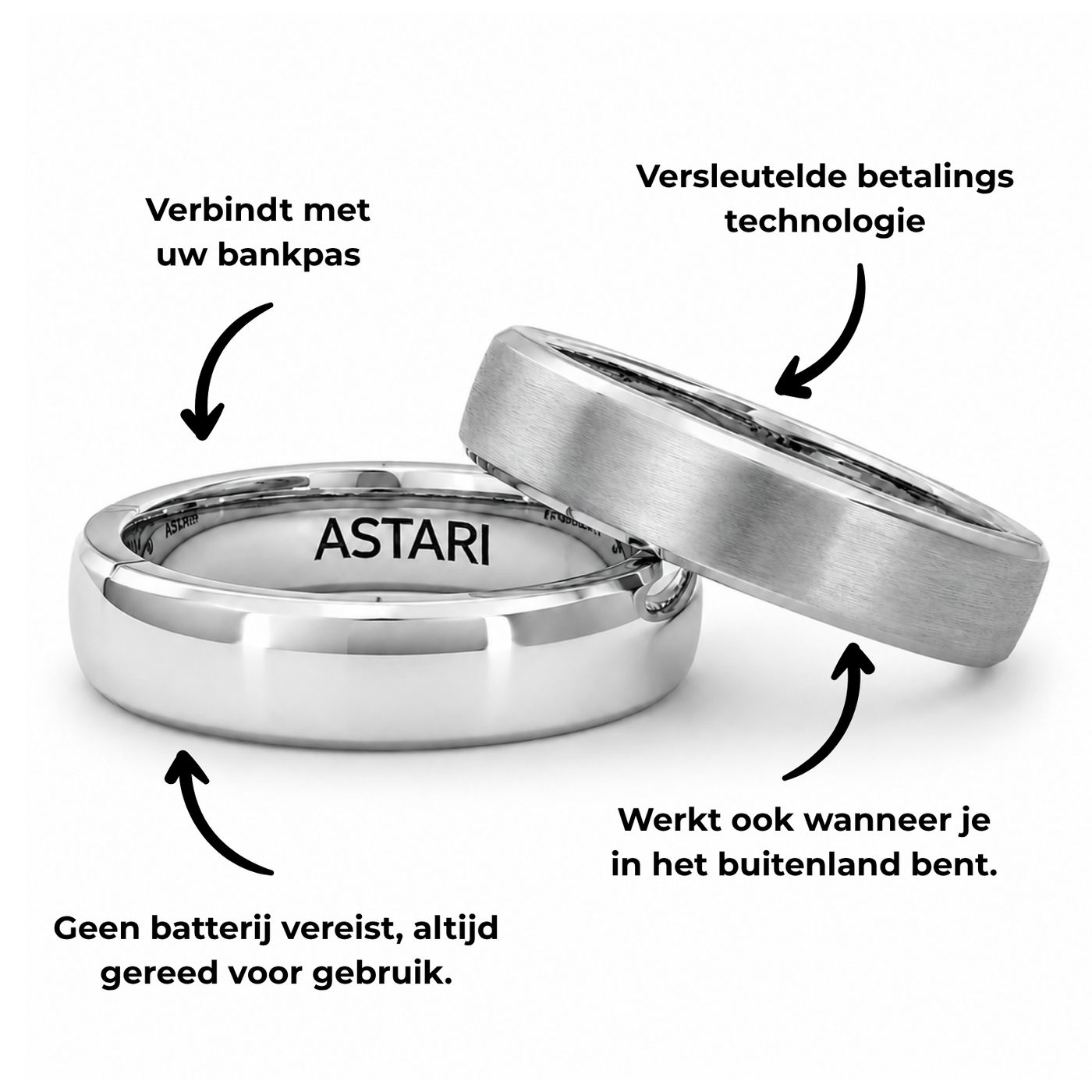 Zilveren metalen betaalring | Atlantis