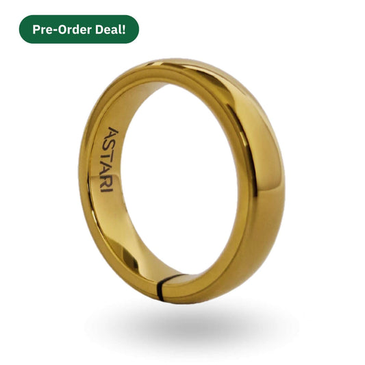 Astari Atlantis metal gold contactless payment ring, luxurious design, waterproof, pre-order deal.