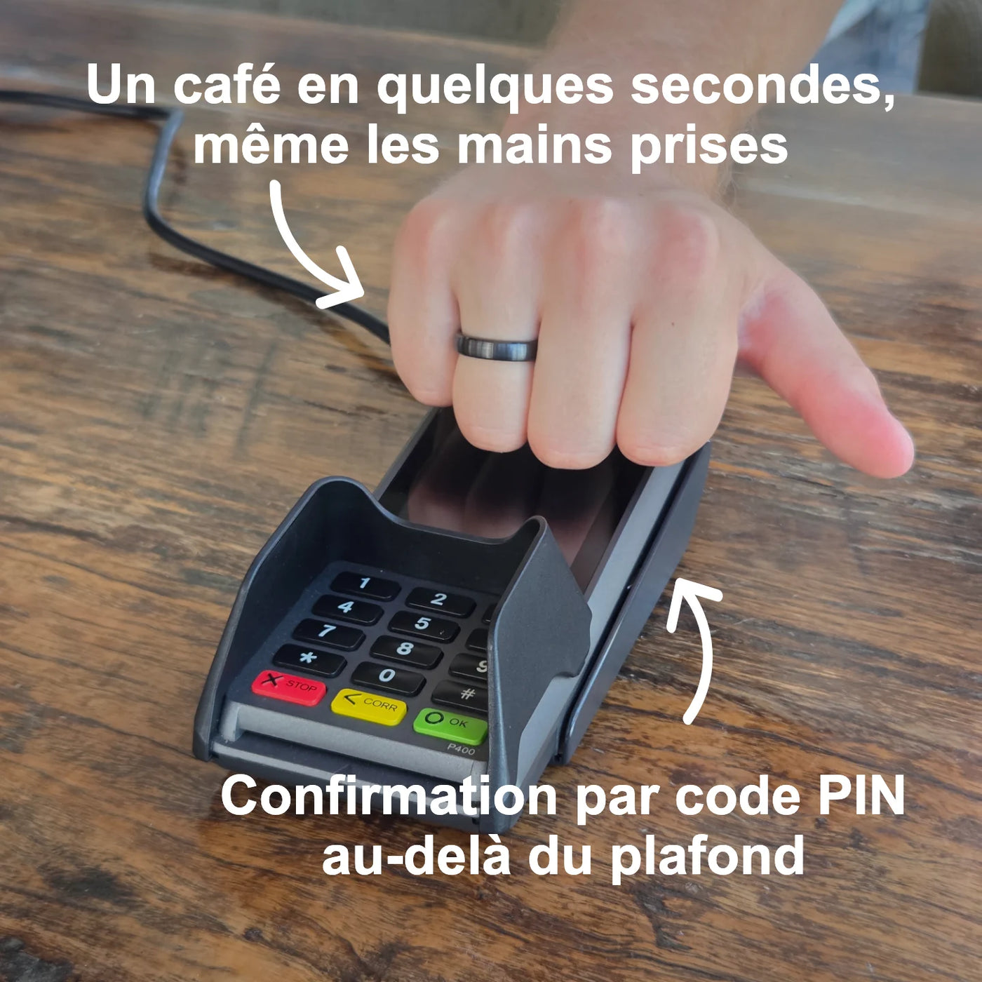 Bague de paiement en céramique noire | Atlantis