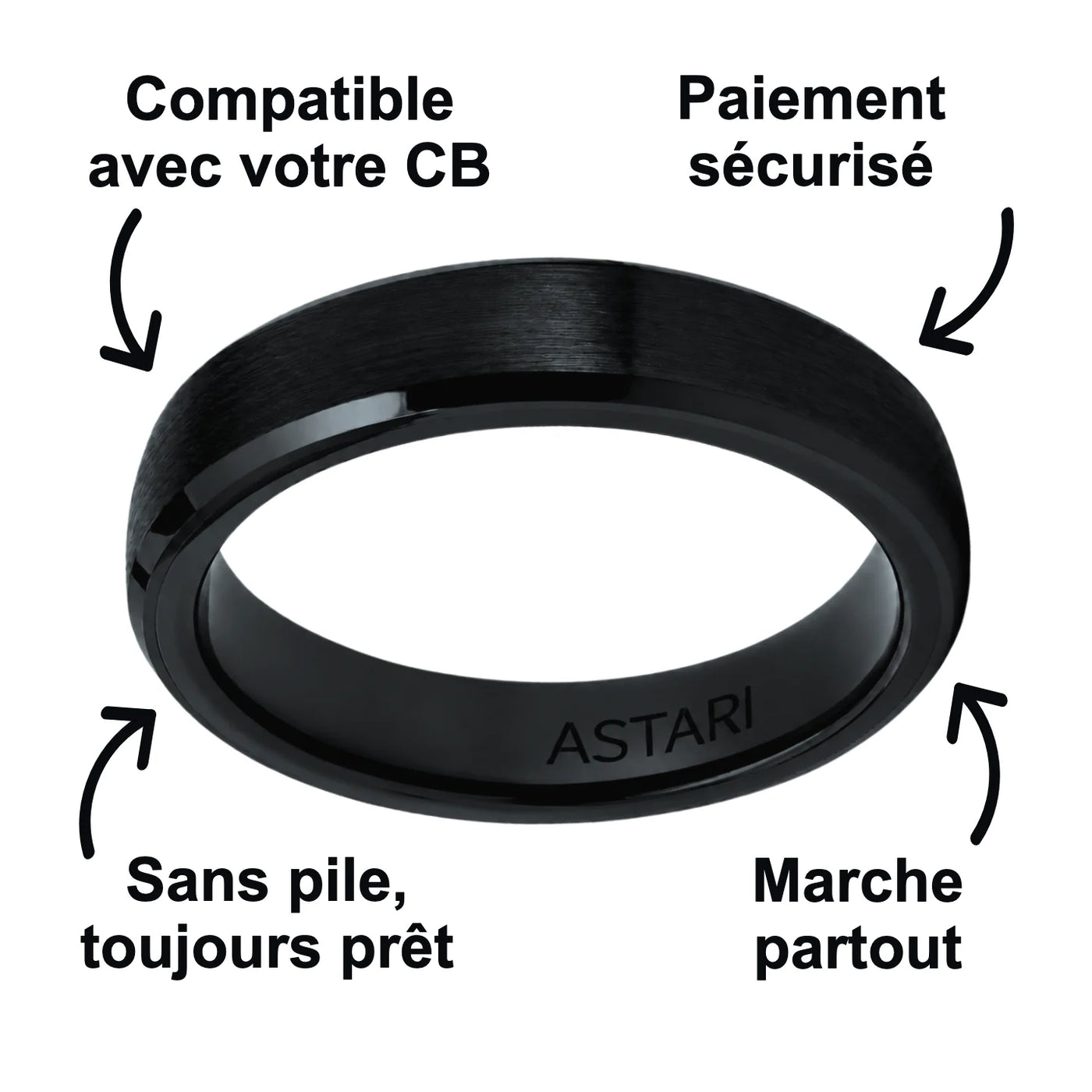 Bague de paiement en céramique noire | Atlantis