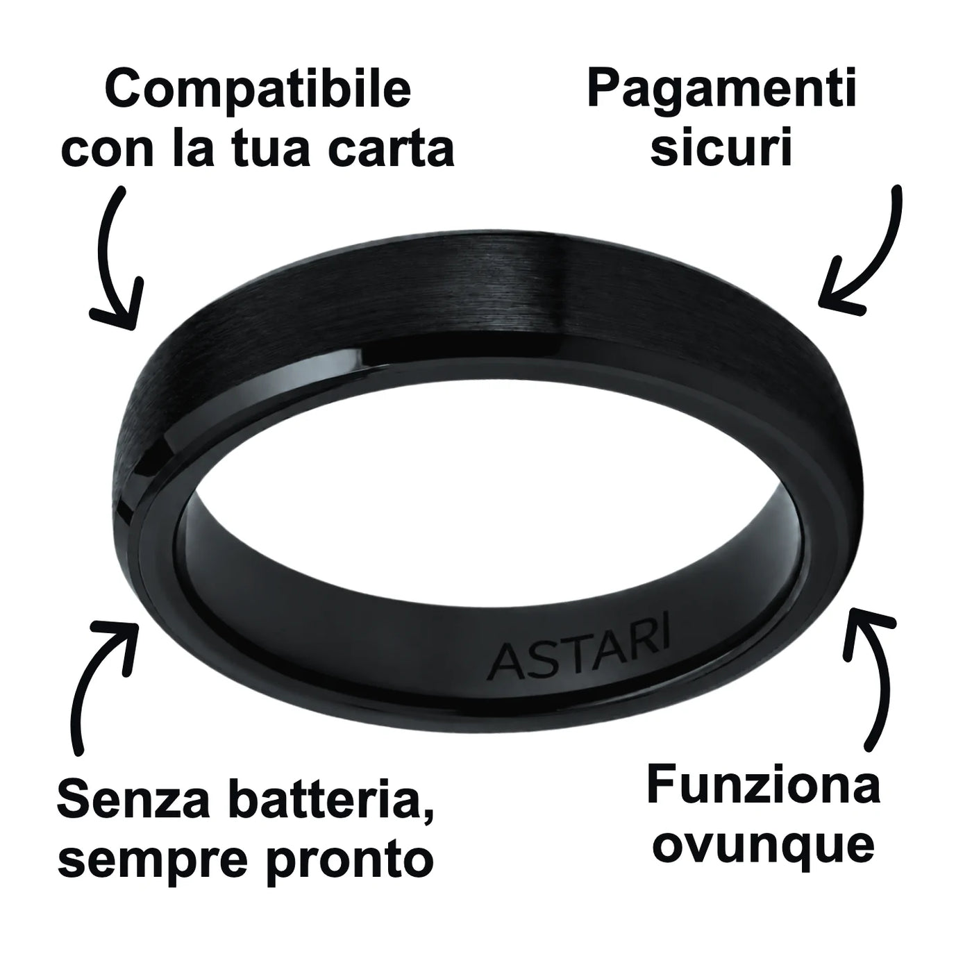 Anello di pagamento in ceramica nera | Atlantis