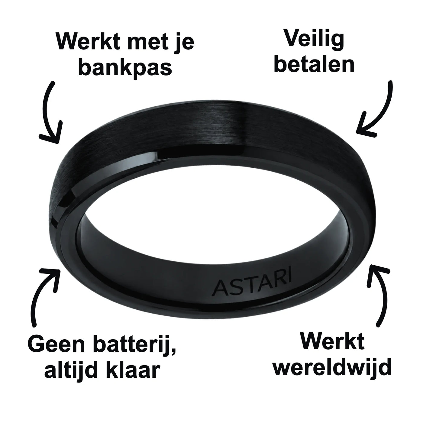 Zwarte keramische betaalring | Atlantis