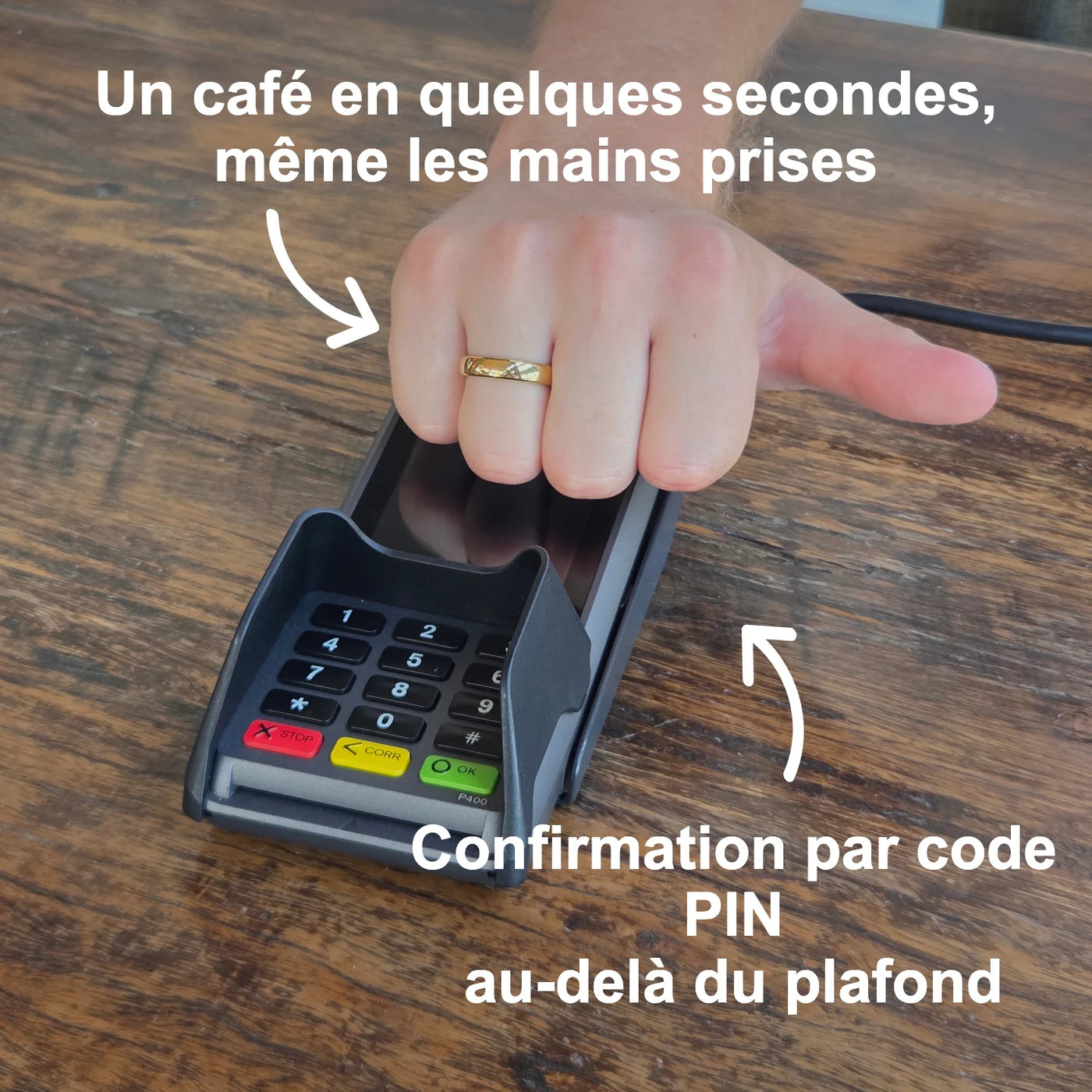 Bague de paiement en céramique dorée | Atlantis