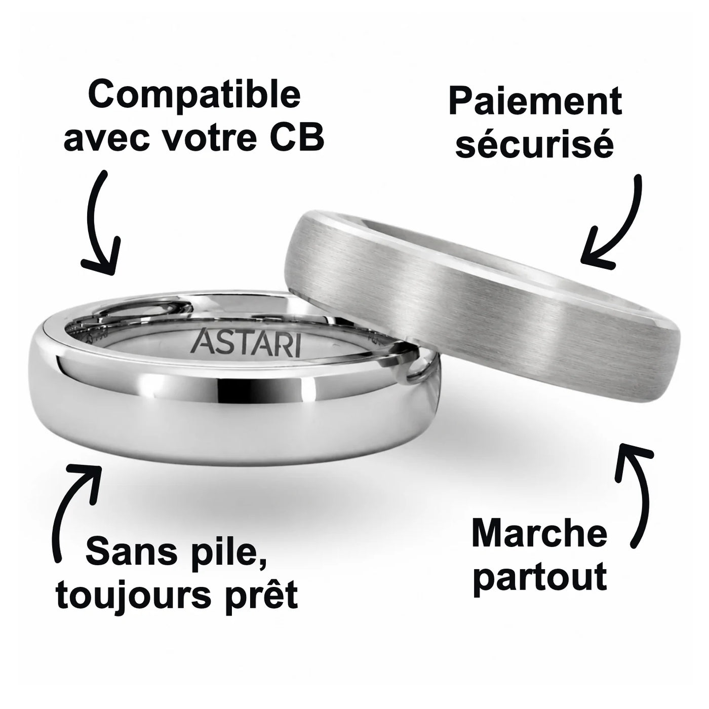 Bague de paiement en céramique argentée | Atlantis