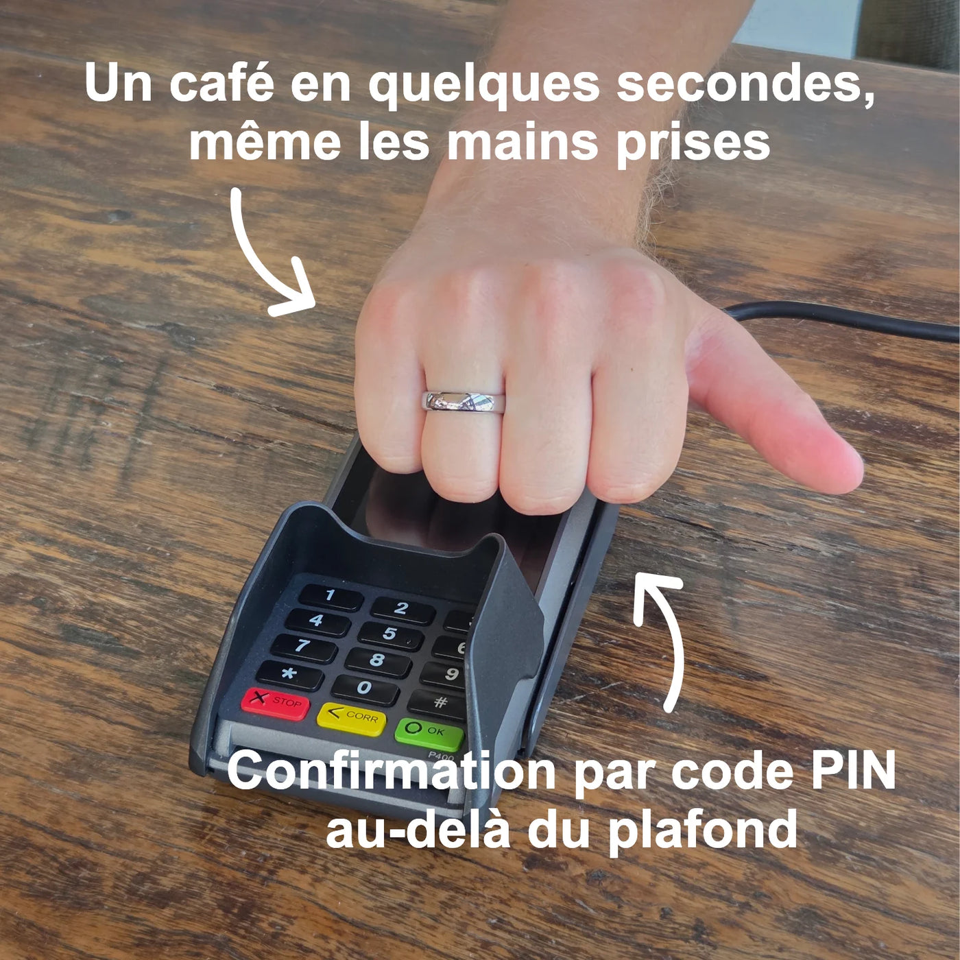 Bague de paiement en céramique argentée | Atlantis