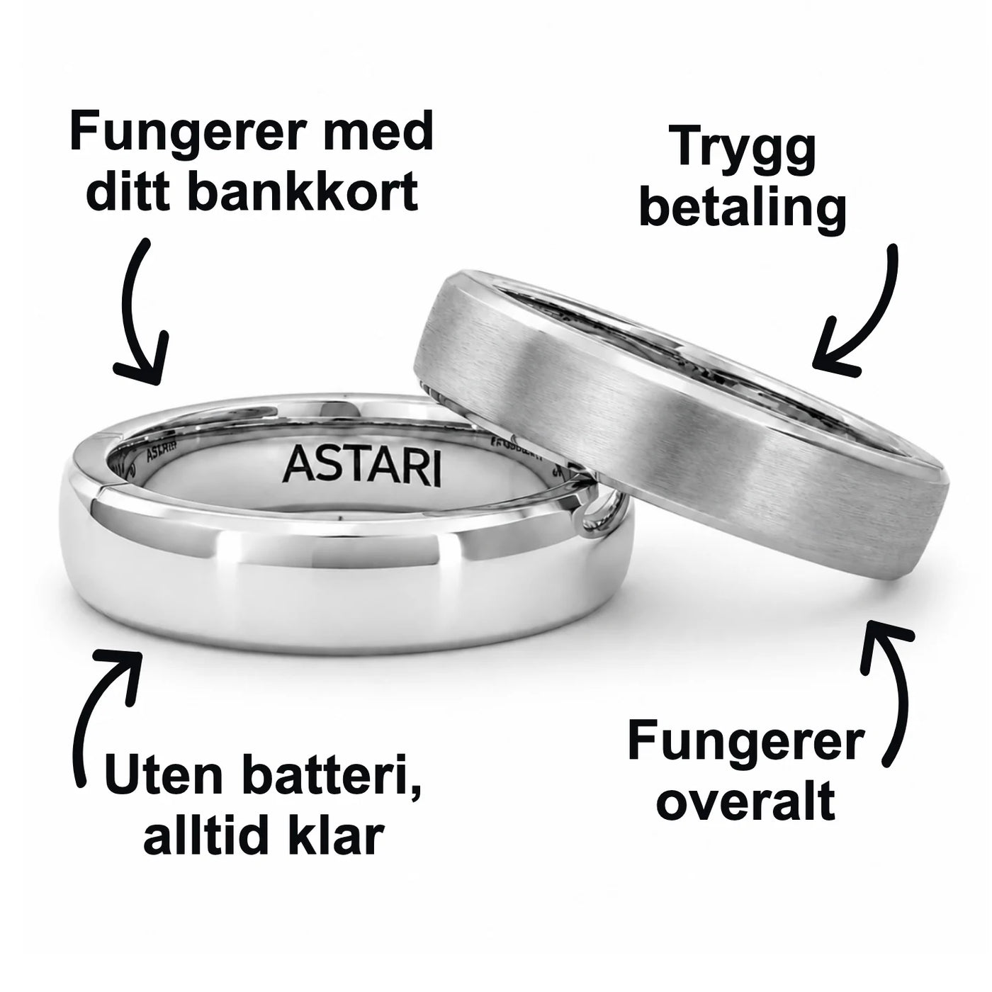 Kontaktløs betalingsring sølvfarget metall | Atlantis - Gaveeske