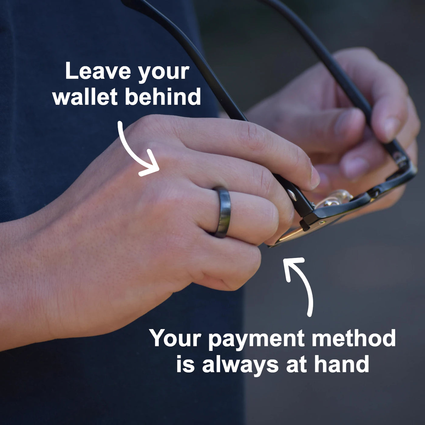 Black Atlantis payment ring — wallet-free lifestyle
