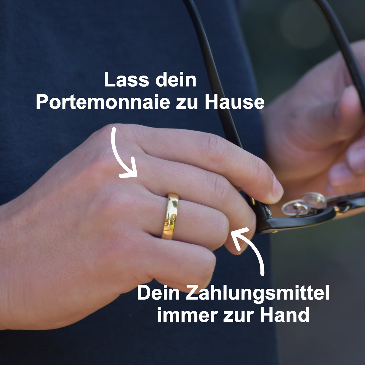 Gold Atlantis payment ring — wallet-free lifestyle
