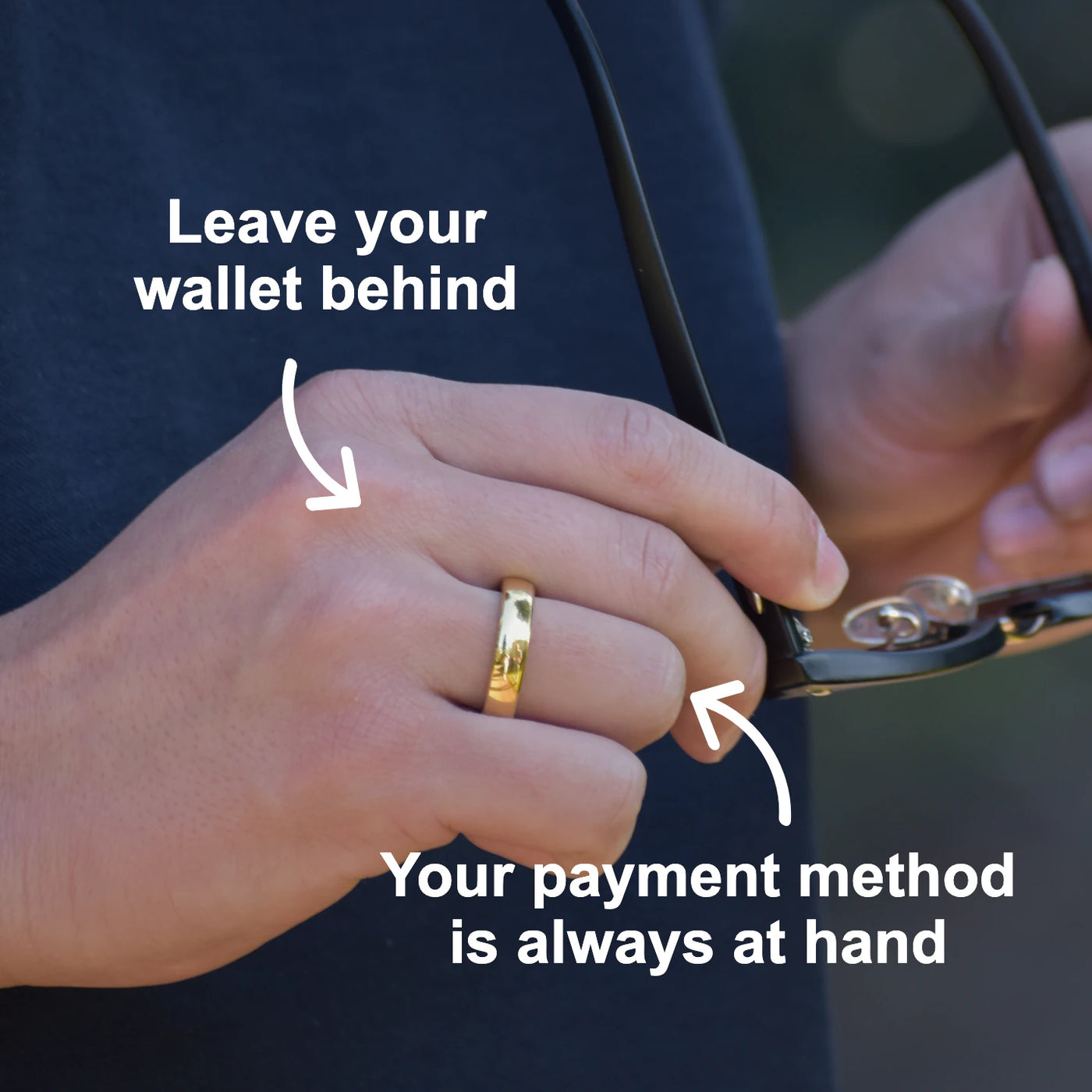 Gold Atlantis payment ring — wallet-free lifestyle