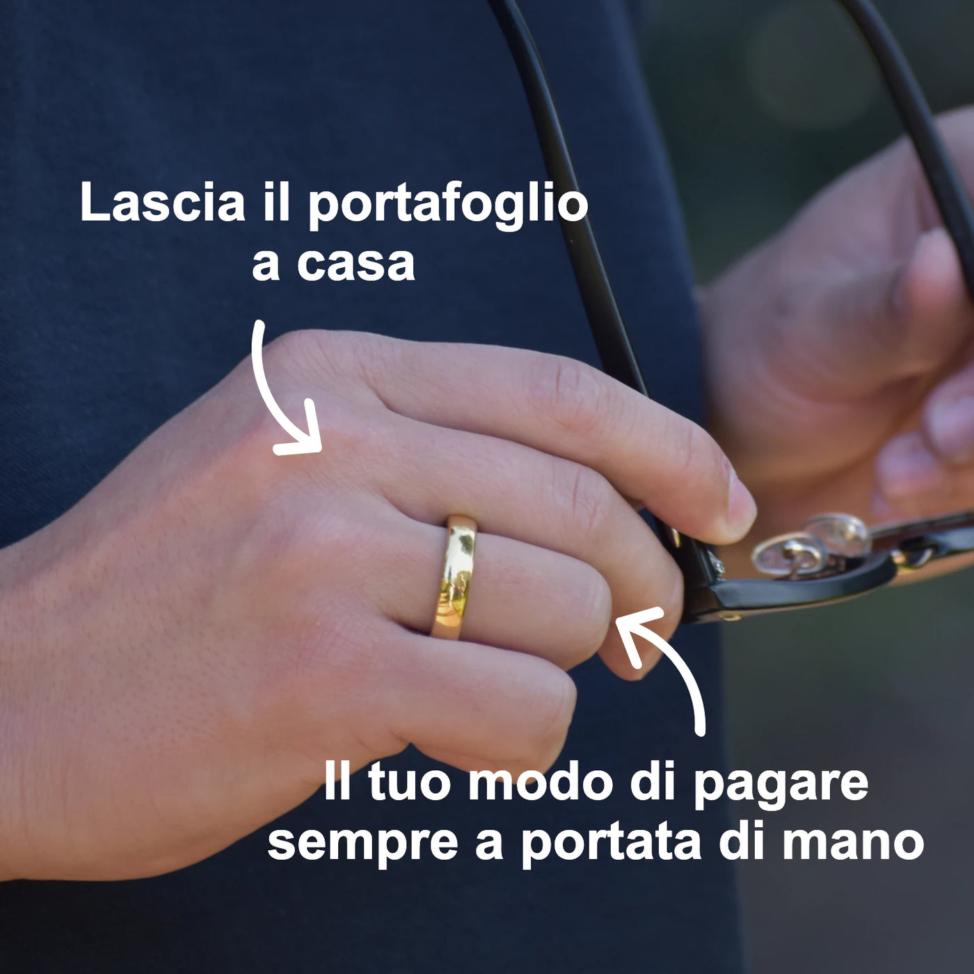 Gold Atlantis payment ring — wallet-free lifestyle