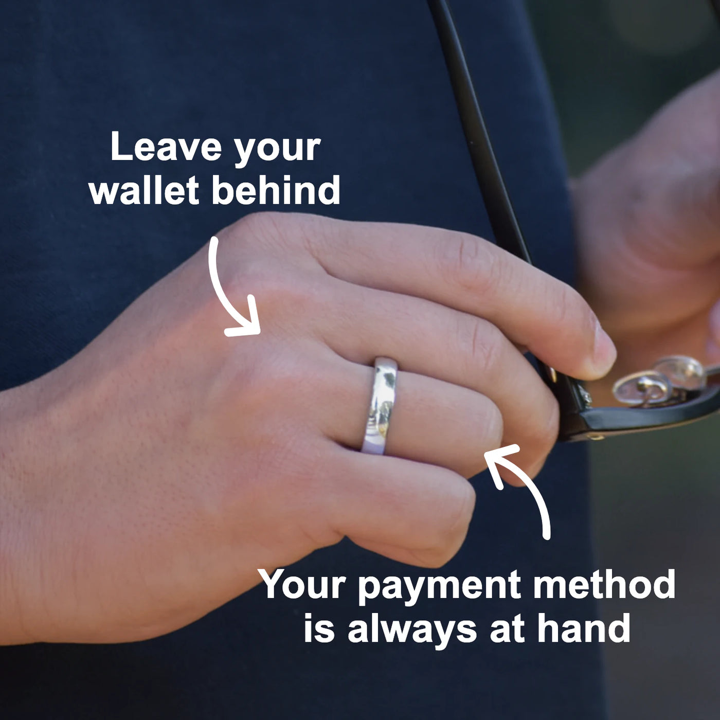 Silver Atlantis payment ring — wallet-free lifestyle