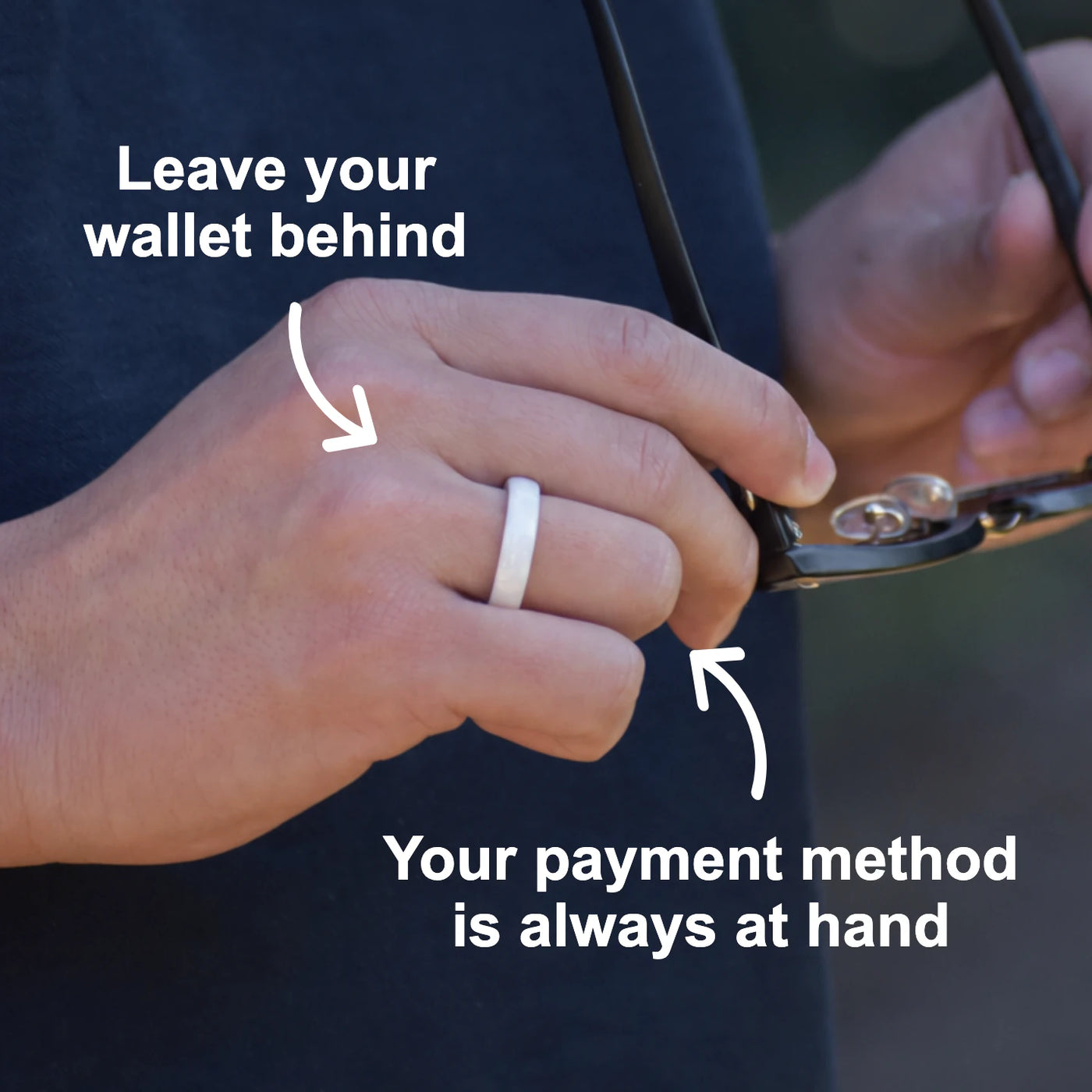 White Gloss Atlantis payment ring — wallet-free lifestyle